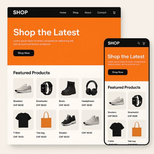 Page d'accueil boutique responsive